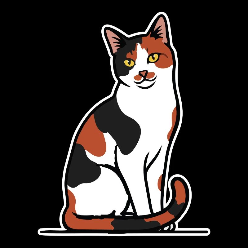 Chat Calico Tricolore Assis Portrait Douceur