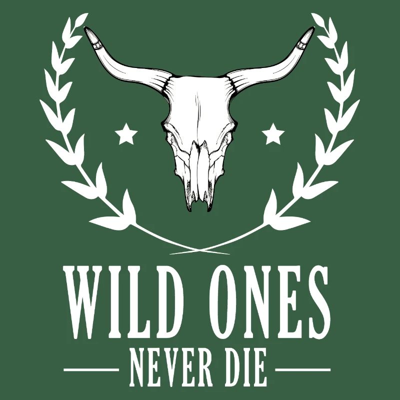 Wildbisonschädel umgeben von Lorbeeren