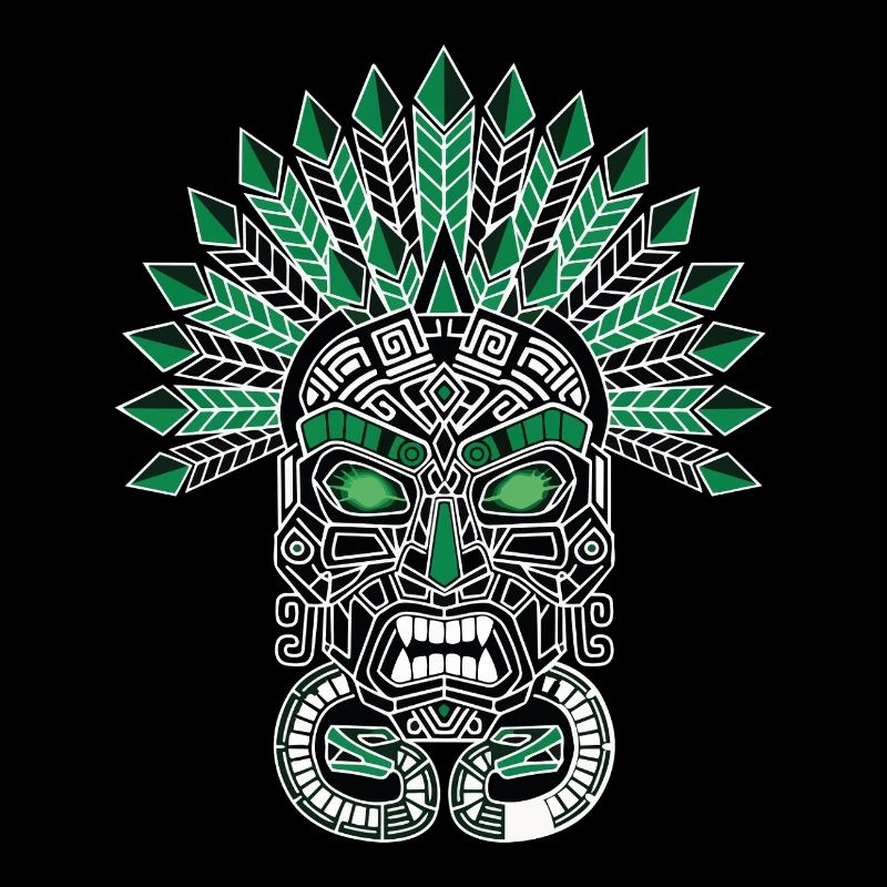 Masque Maya Inca Émeraude Blanc Totem Vert