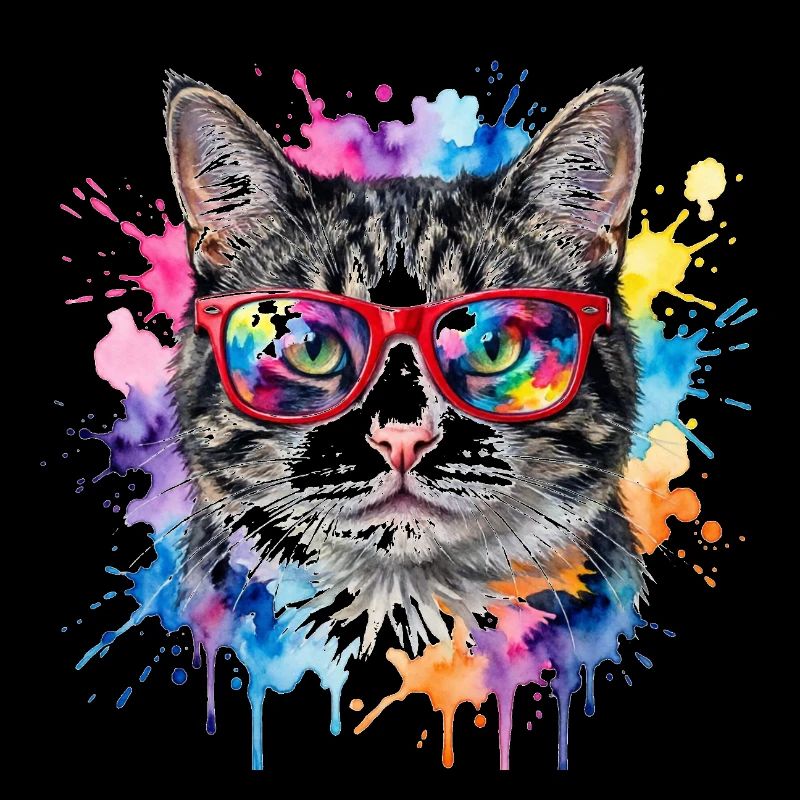 Cat Face in Rainbow Watercolor Gift