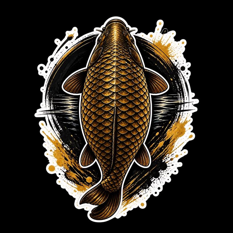 Golden Carp Top View Design de pêche premium
