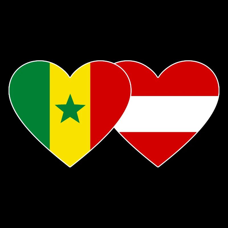 Sénégal Autriche Drapeau Mains Coeur Forme