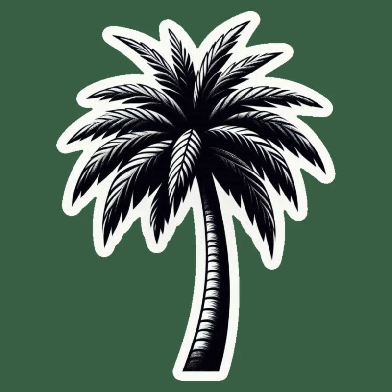 Palm tree black white