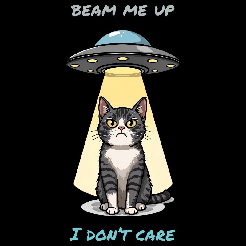 Irritated Cat & UFO Beam – “Beam Me Up” Meme