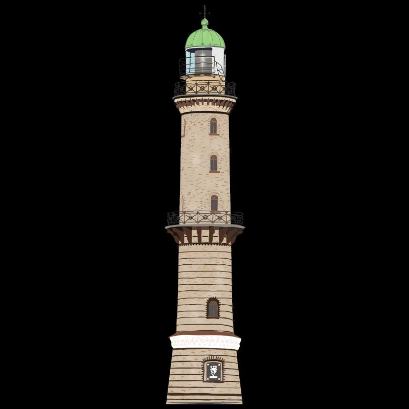 Lighthouse Warnemünde without text, Baltic Sea