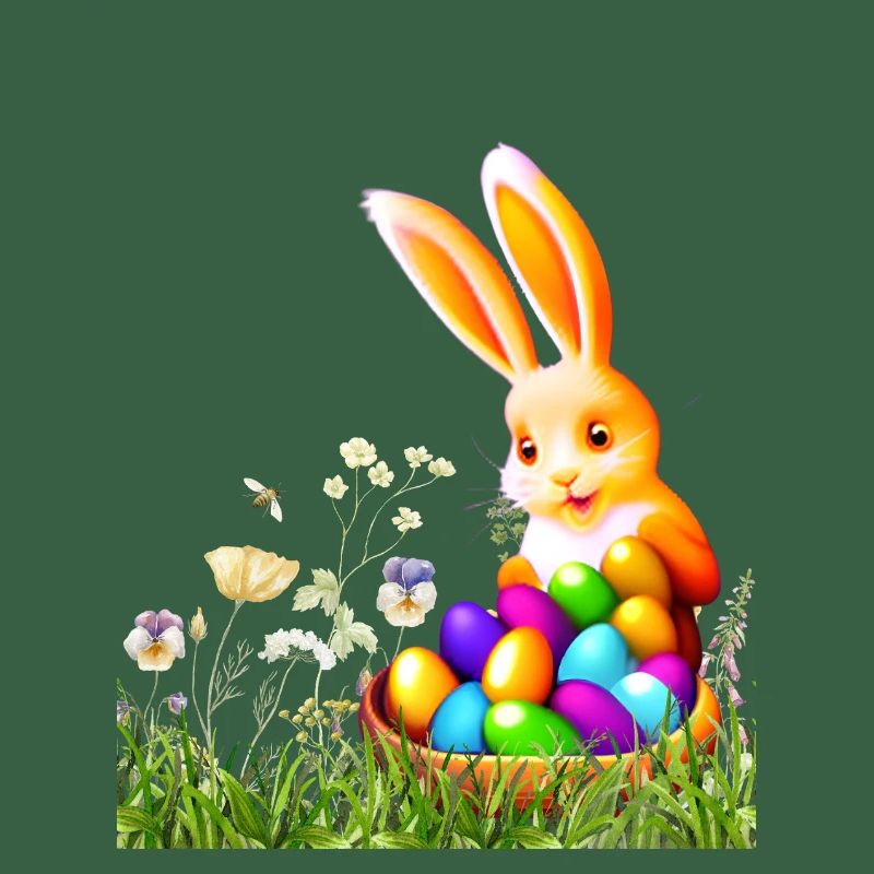 Easter bunny with colorful eggs