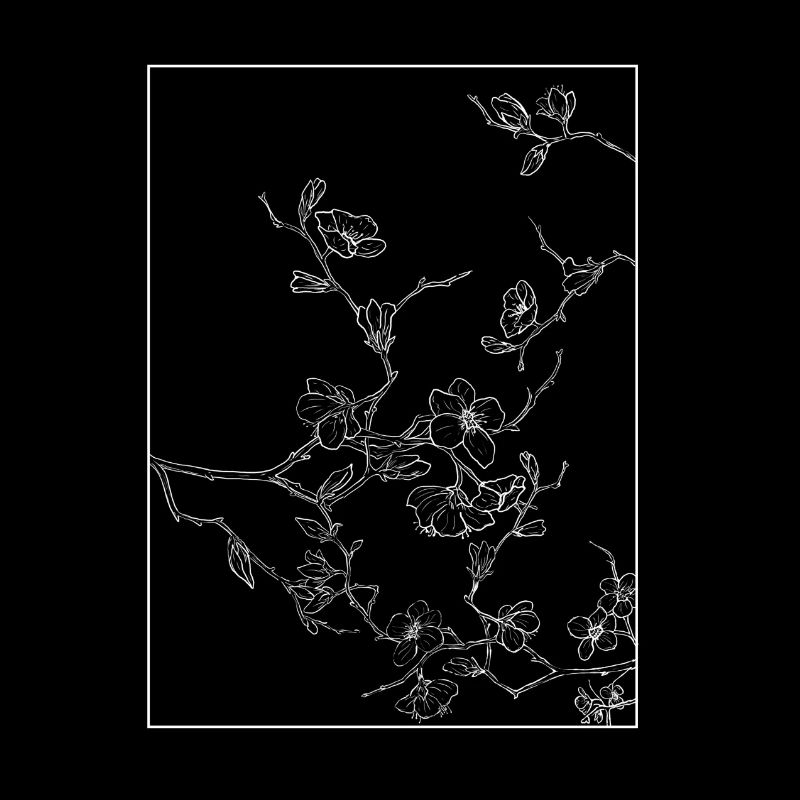Floral Design Cerisier Outline Blanc