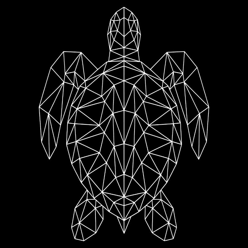 Geometric Sea Turtle White Silhouette