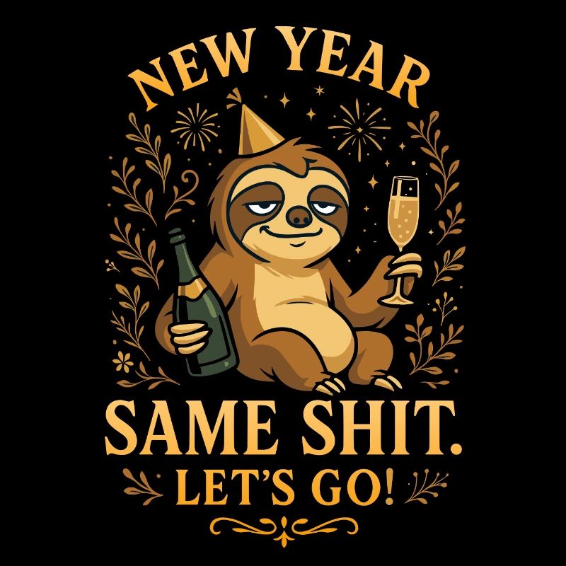 New Year Same Shit – Lustiges Silvester Faultier