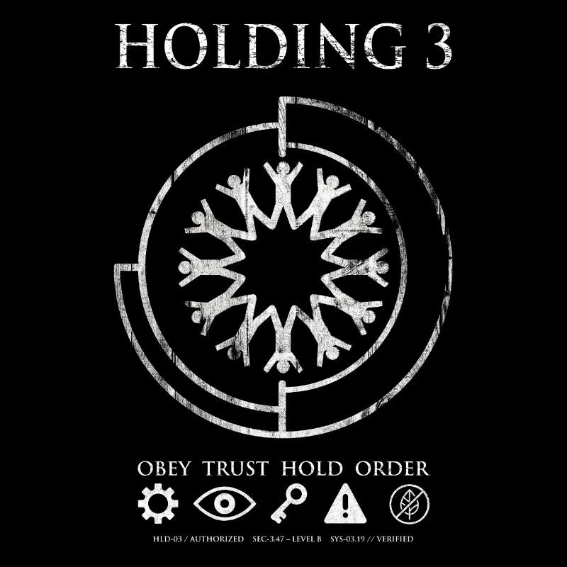 Holding 3 - Conception d’emblème de science-fiction dystopique