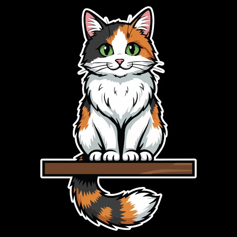 Süßes Calico-Katzensitz Vintage-Porträt