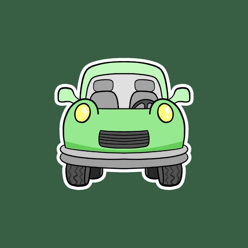 Cheerful green wagon front view