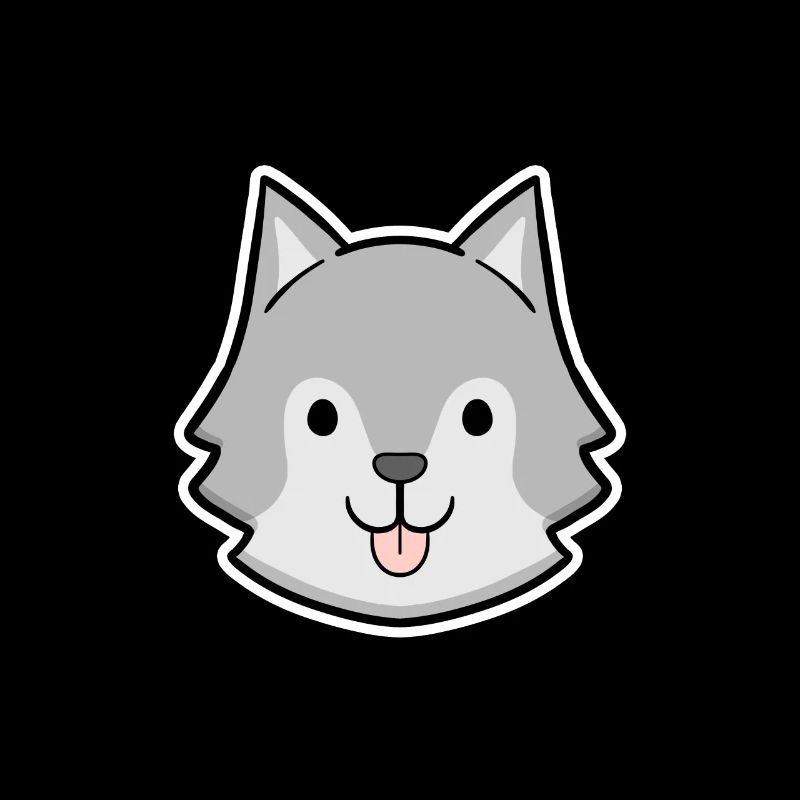 Autocollant tête husky heureuse