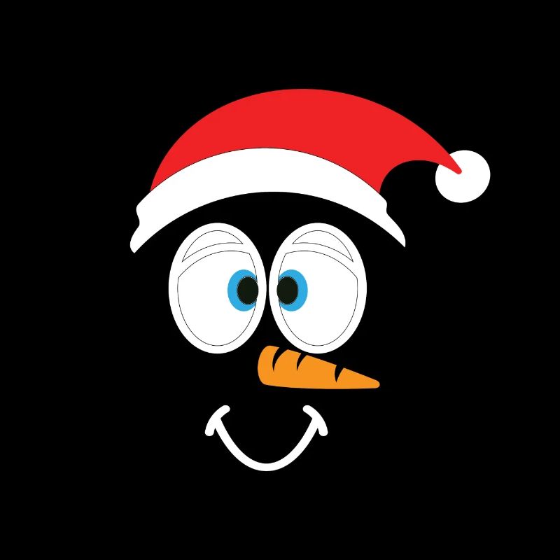 Cheerful snowman with santa hat