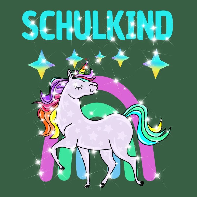 Schulkind Glitzer Einhorn mit Regenbogen