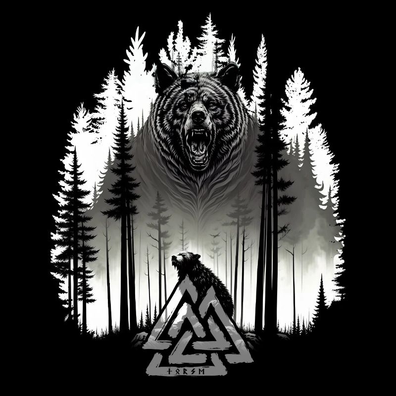 Grizzlybär Bär Valknut Wotansknoten Wald Wikinger
