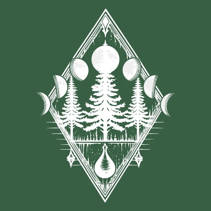 Moon Moon Phases Forest Trees Occult Pagan Wicca