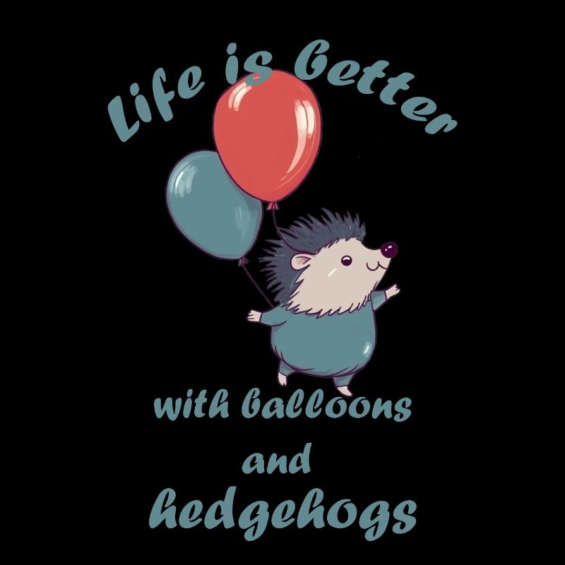 Kleiner Igel mit Luftballons und Schriftzug