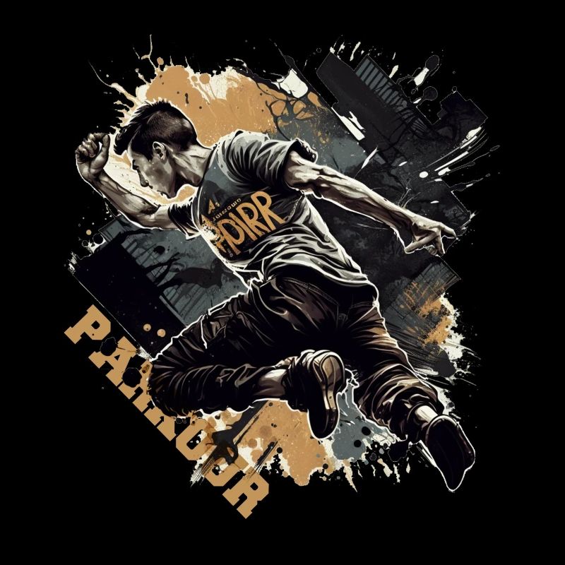 Coureurs de parkour avec lettrage