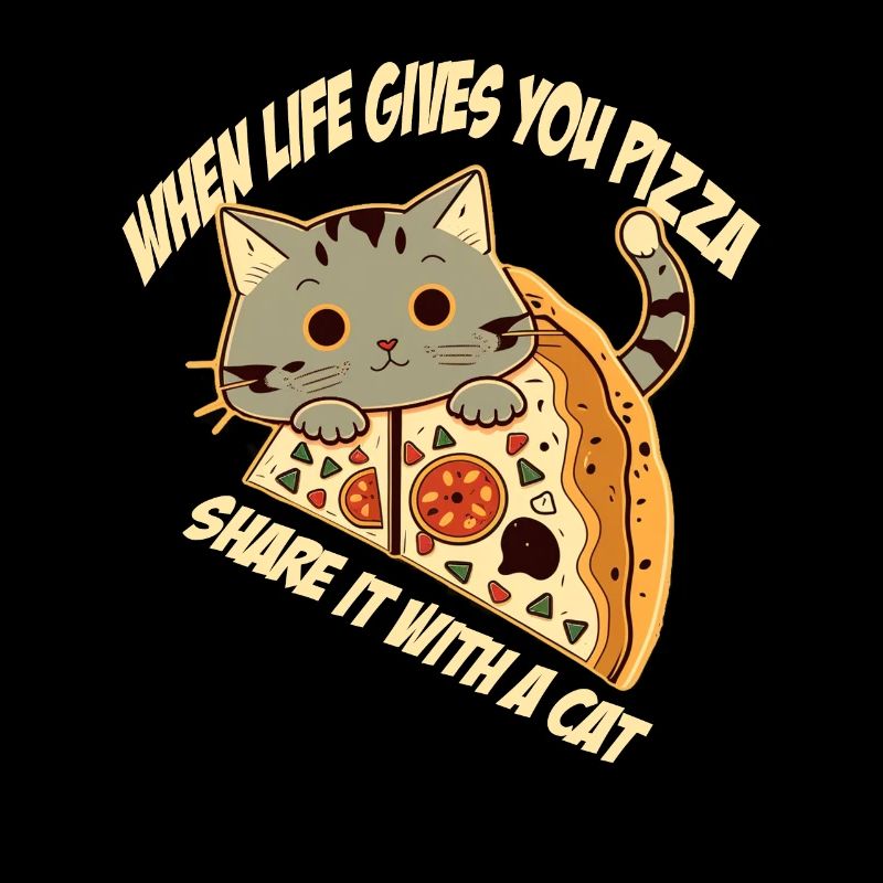 Pizza avec chat et lettrage
