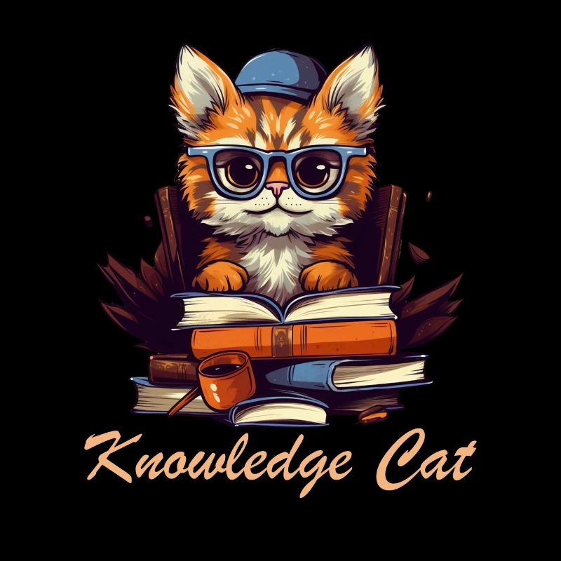 Chat avec beaucoup de livres et de lettrage