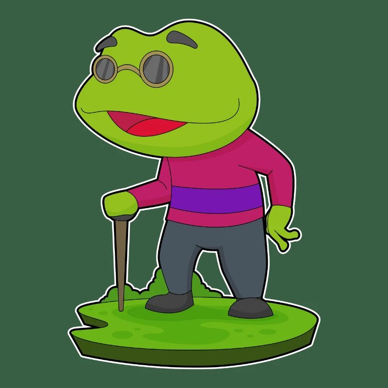 Bâton de marche de retraité grenouille
