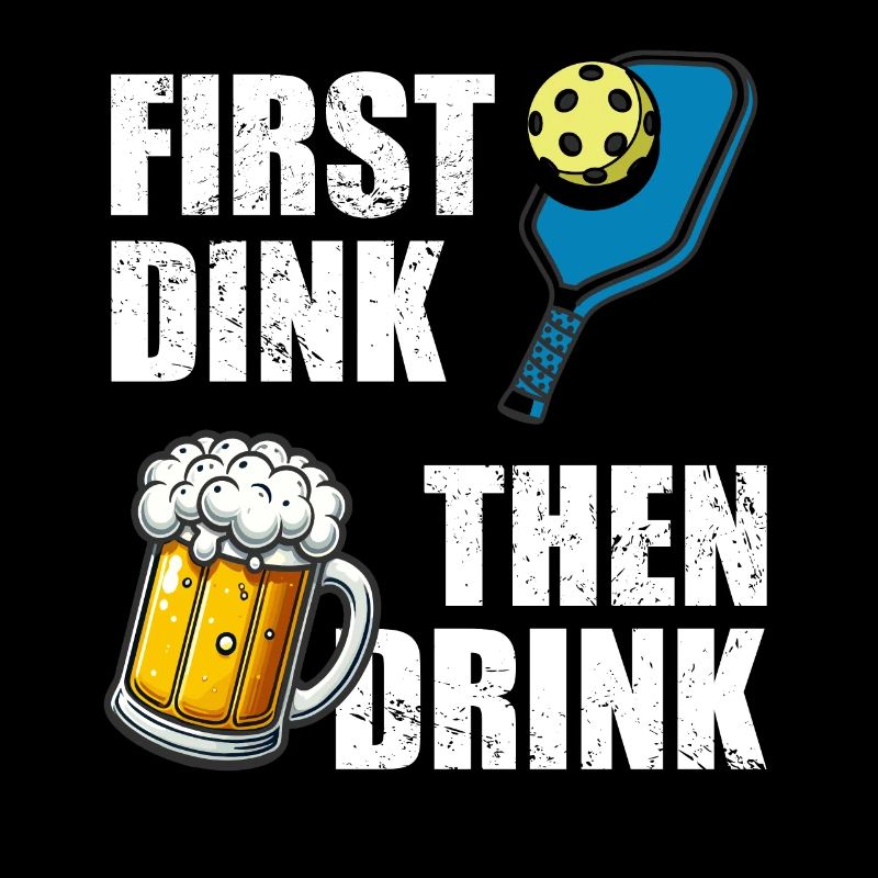 First Dink then drink Lustiges Pickleball Bier