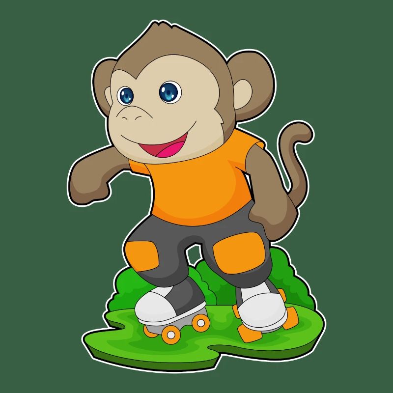 Affe Rollschuhfahren Rollschuhe