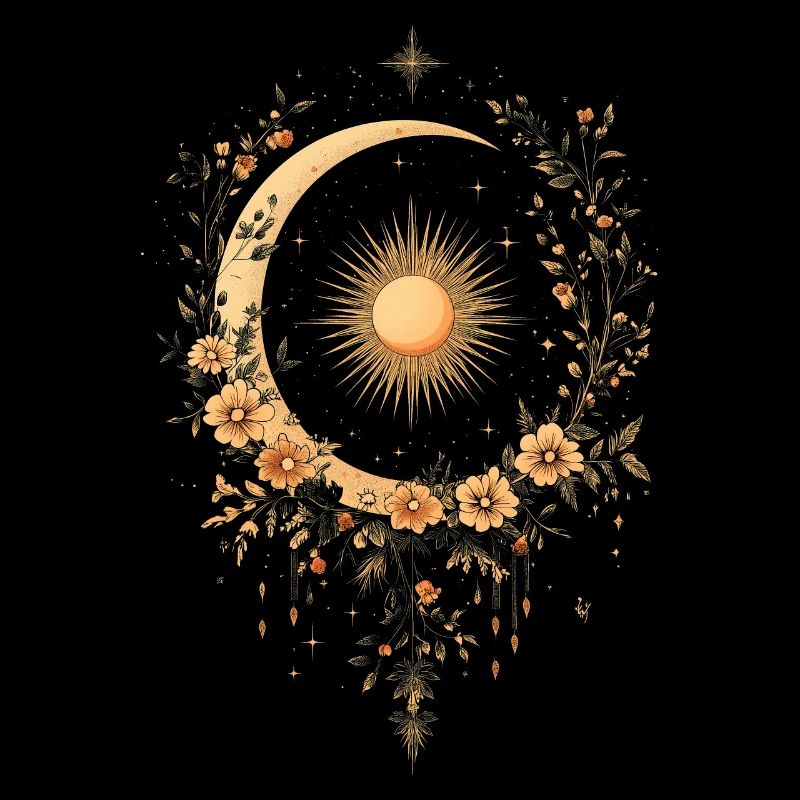 Boho Sonne Mond Bohemian Blumen Blüten Geschenk