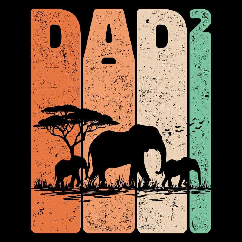Rétro éléphant design papa haut 2 papas cadeau