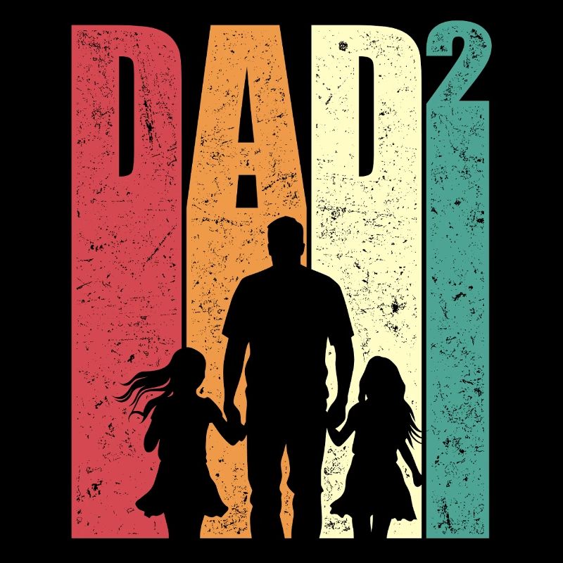 Dad Hoch 2 Vater Zwei Töchter Retro Papa Geschenk