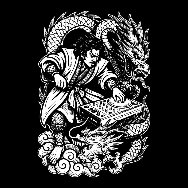 Samurai Shirt: Dragons Dancing Through Party Night