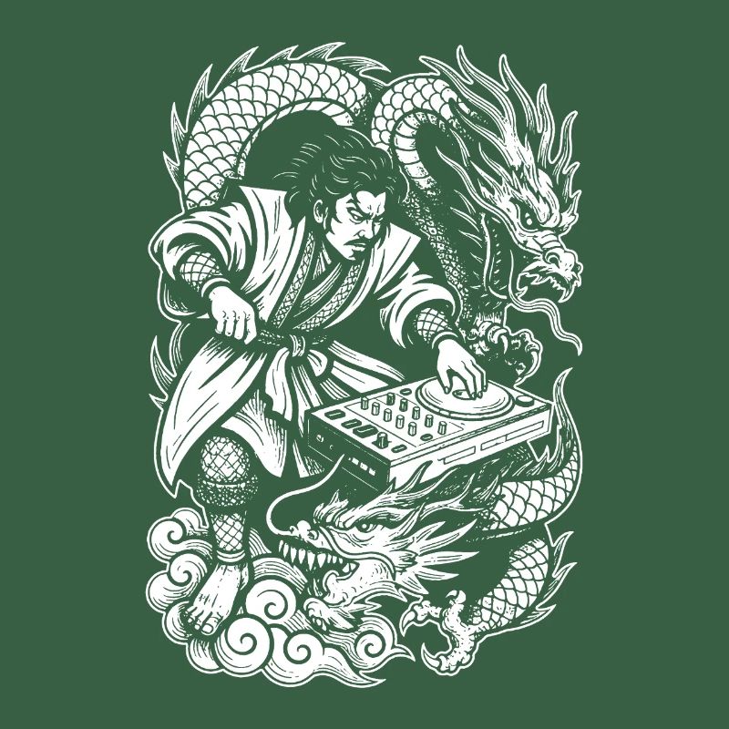 Samurai Shirt: Dragons Dancing Through Party Night