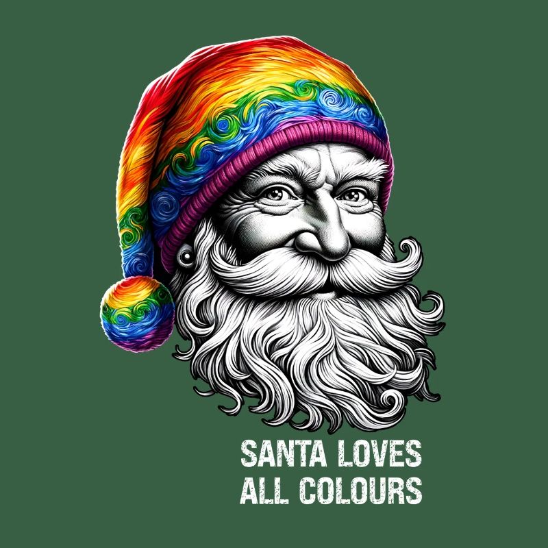 Lebendiger Weihnachtsmann mit Regenbogenhut