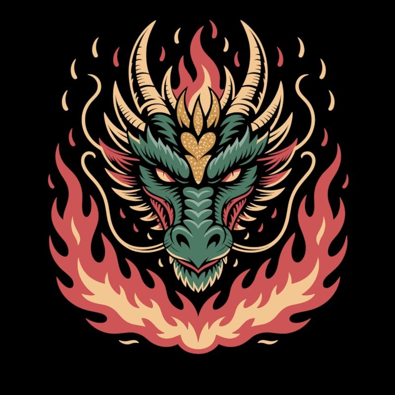 Dragon de feu avec cœur