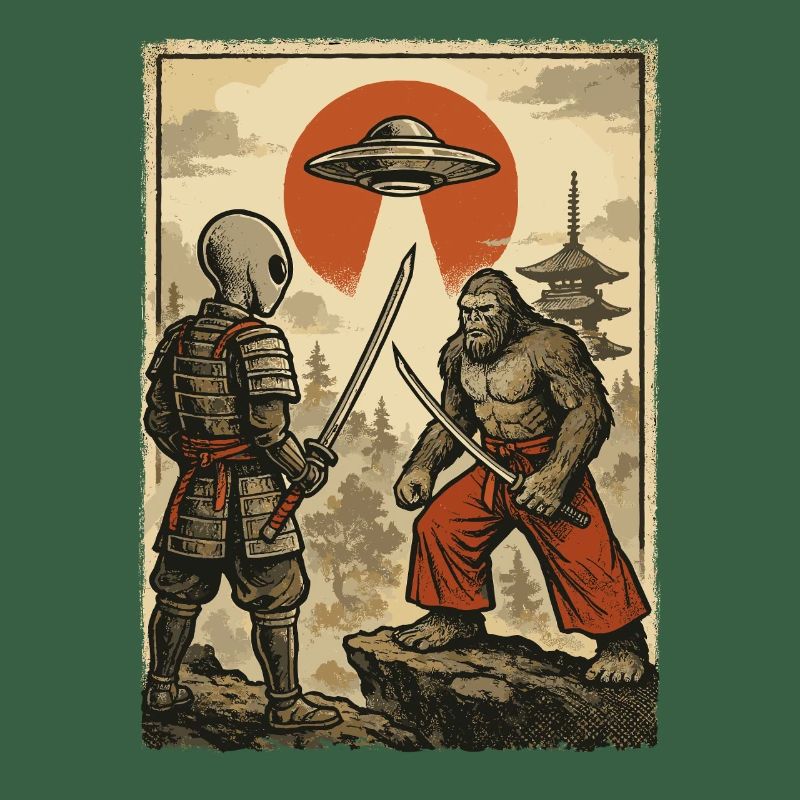 Samurai Bigfoot Alien Japanese Warrior, Ninja