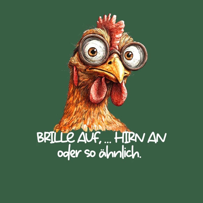 Brille auf Hirn an oder so ähnlich lustiges Huhn