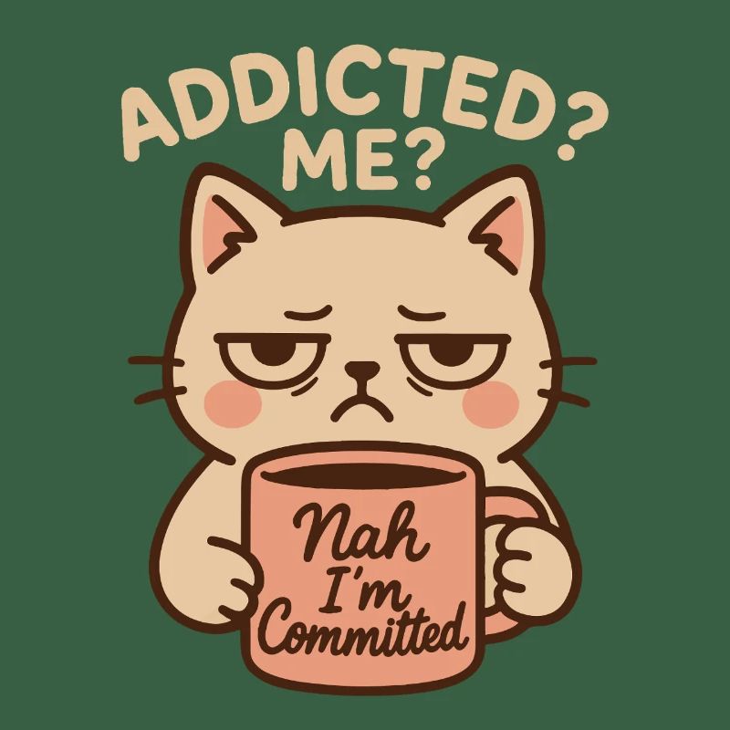 Addicted Me no I’m Committed Café Drôle de chat