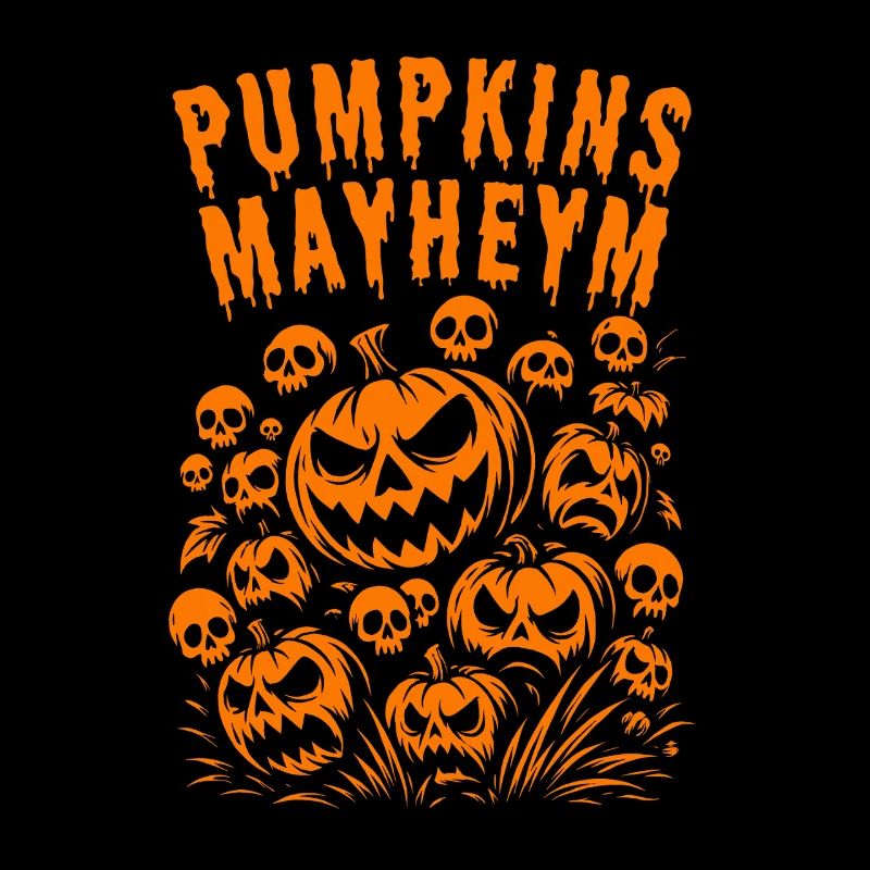 Pumpkins Mayhem Halloween Silhouette