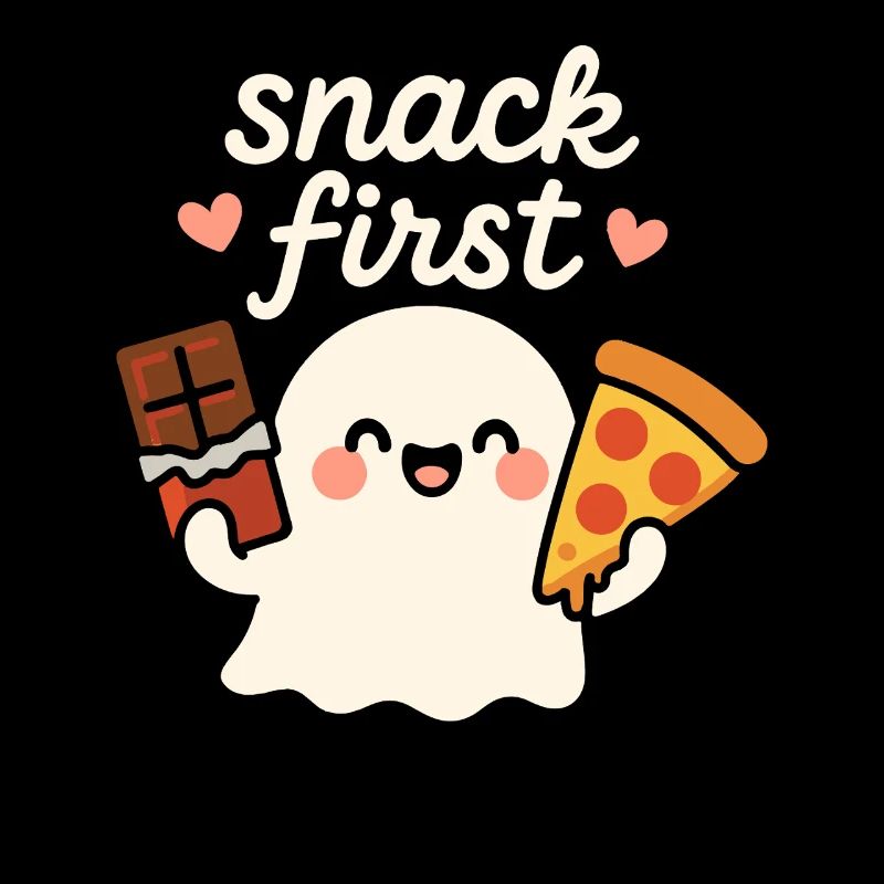 Snack First Funny Halloween Saying Cute Ghost