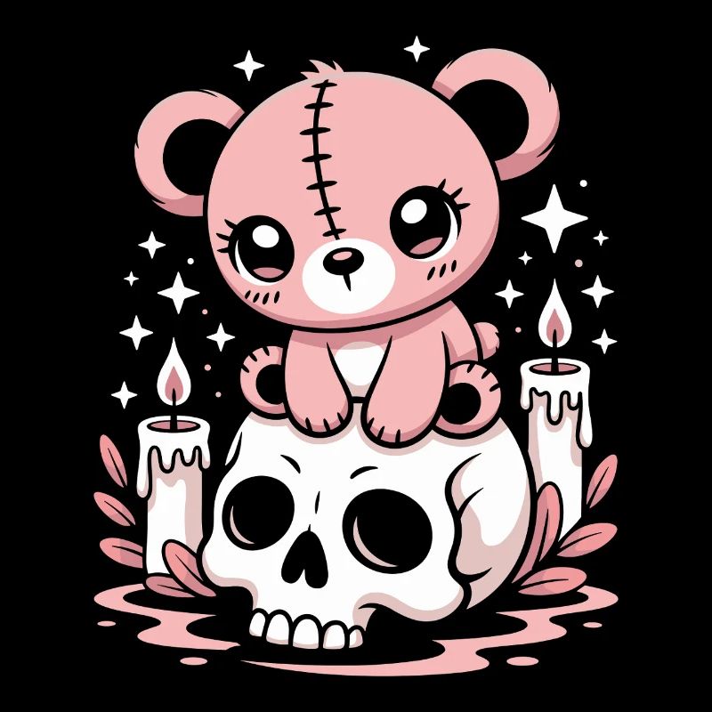 Kawaii Pastel Goth Patched Bear
