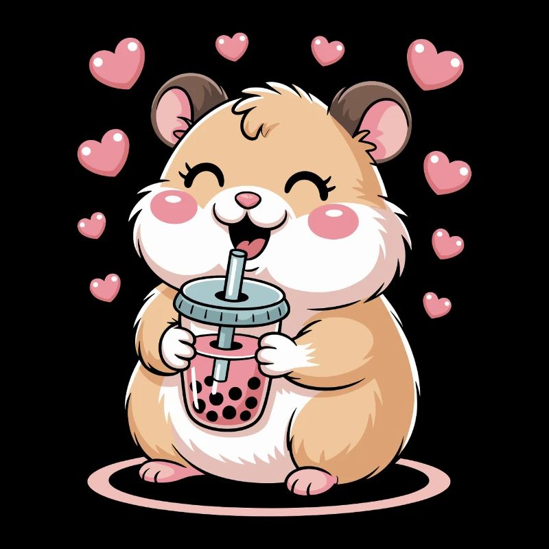 Kawaii Bubble Tee Hamster Boba Tee