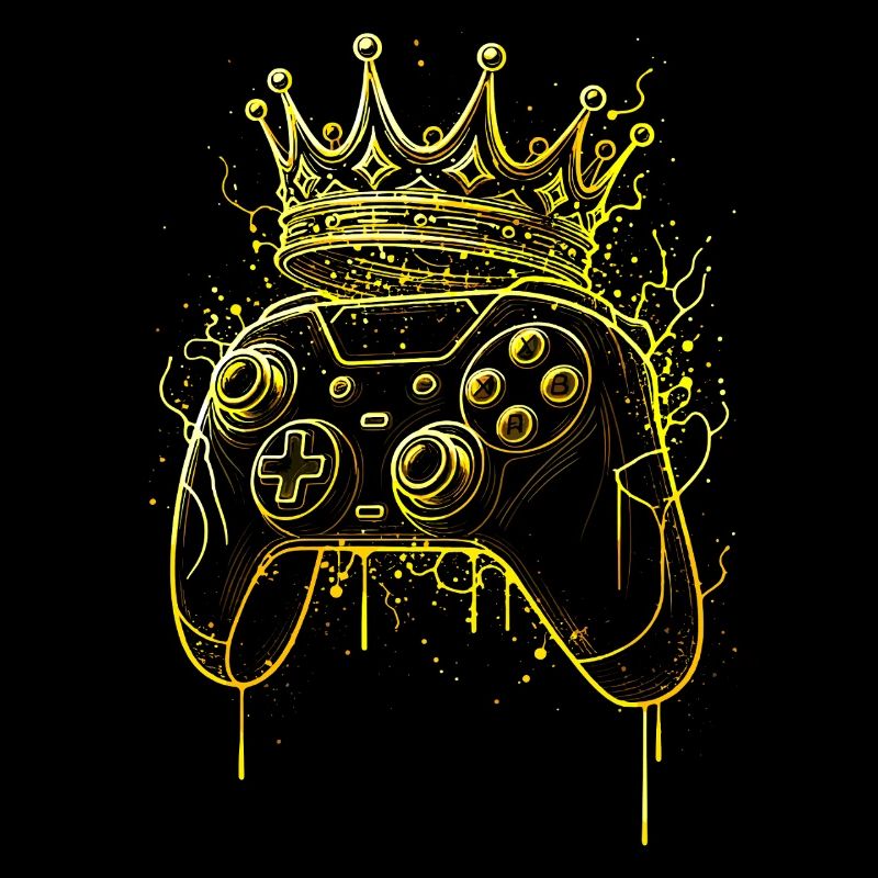 Gaming König Controller Gold Linien Zocker Motiv
