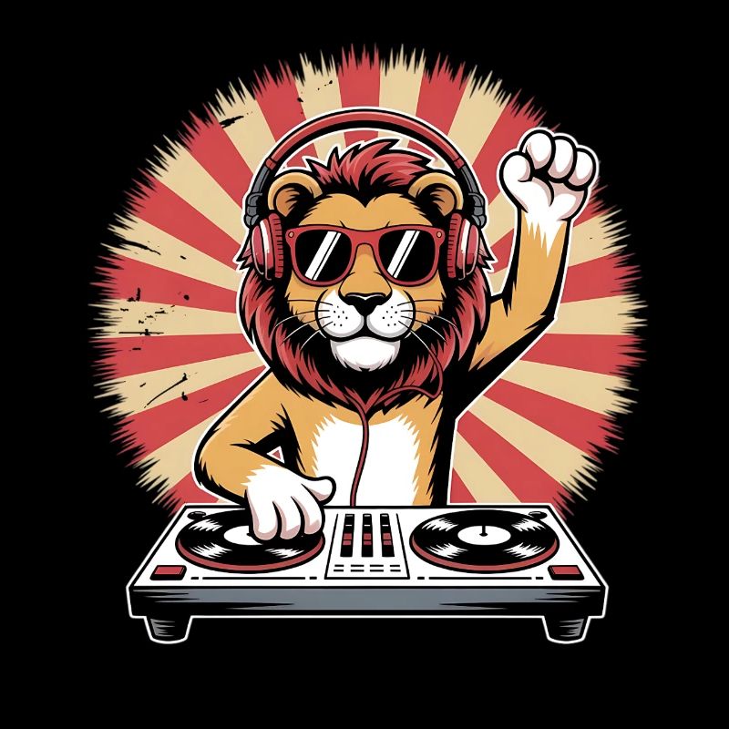 Löwen DJ mit Kopfhörern