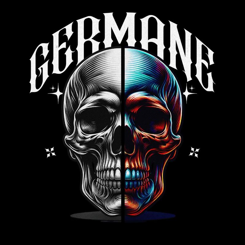 Split Skull Neon Contrast Germanic
