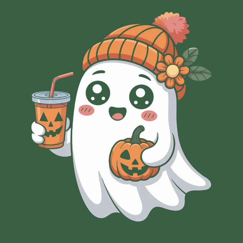 Ghost Halloween Pumpkin Latte Fun