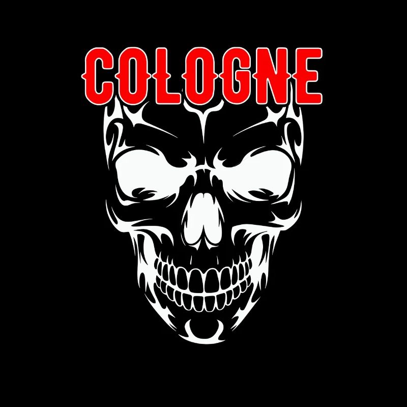 Kölner Schädel mit roter COLOGNE Schrift