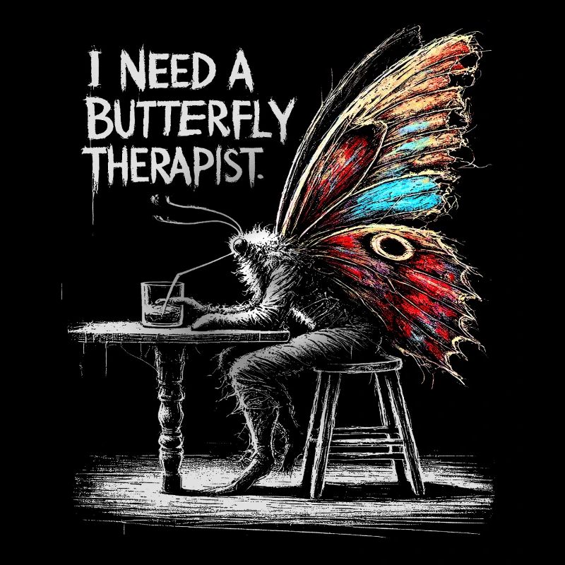 Butterfly Therapist Funny Moth Bar Art Tee