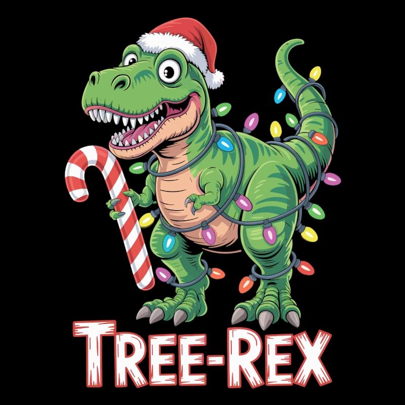 Tree-Rex – T-Rex avec canne en sucre d’orge et lumières