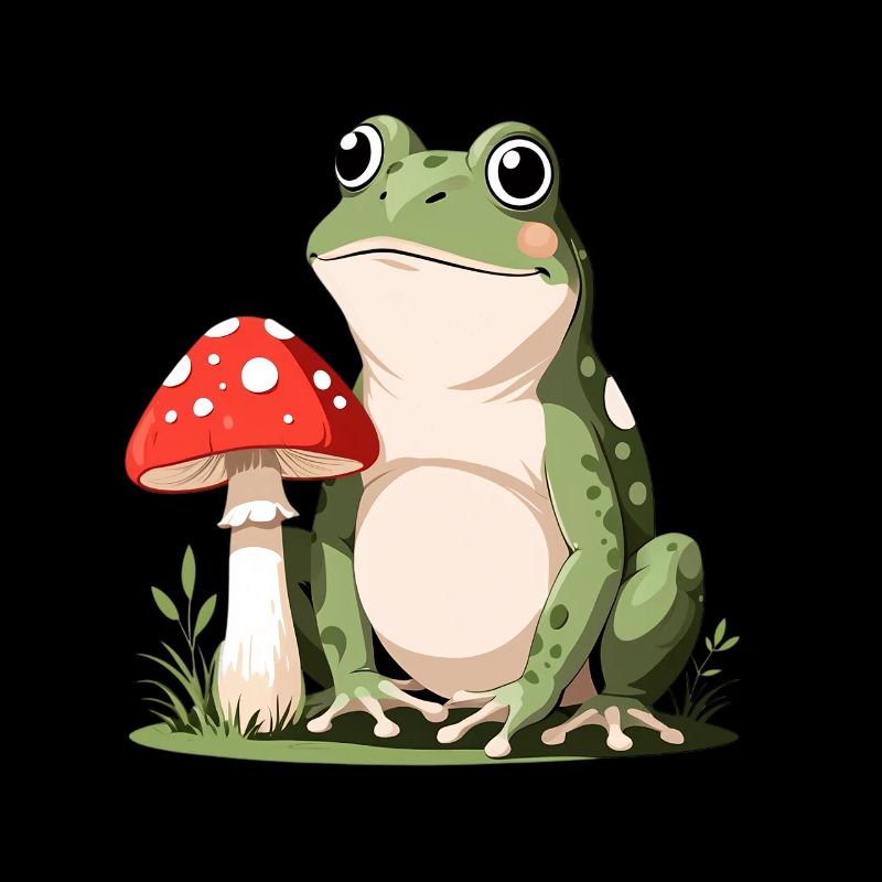 Little frog with red mushroom